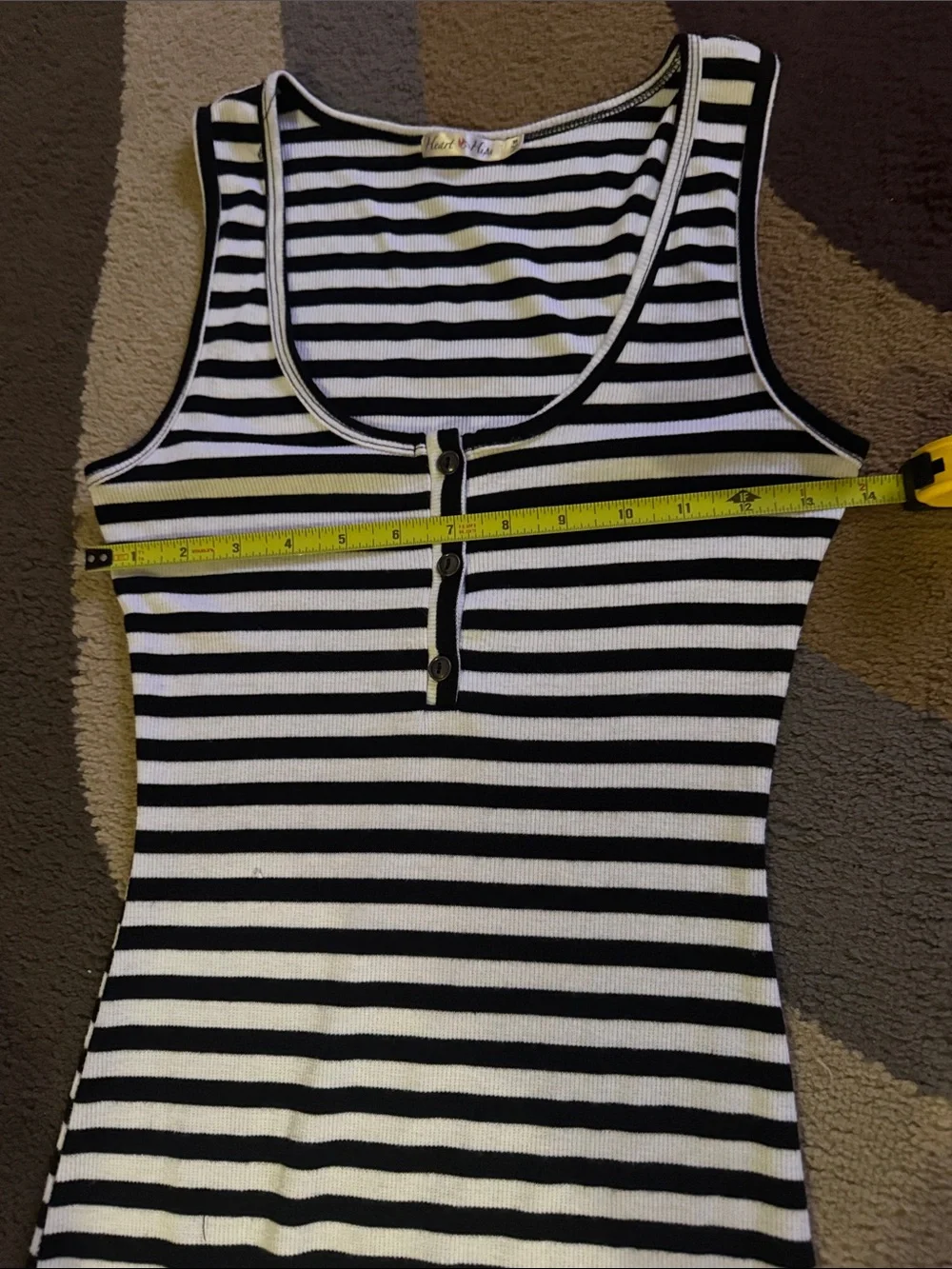 Hearts & Hips Sleeveless Black and White Striped Hanley Midi Dress Medium